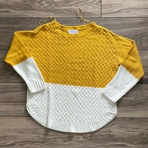 Yellow cream knit sweater. Gently used. Medium